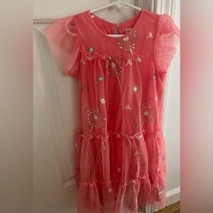 Girls Hatley size 6 pink embroidered tulle dress